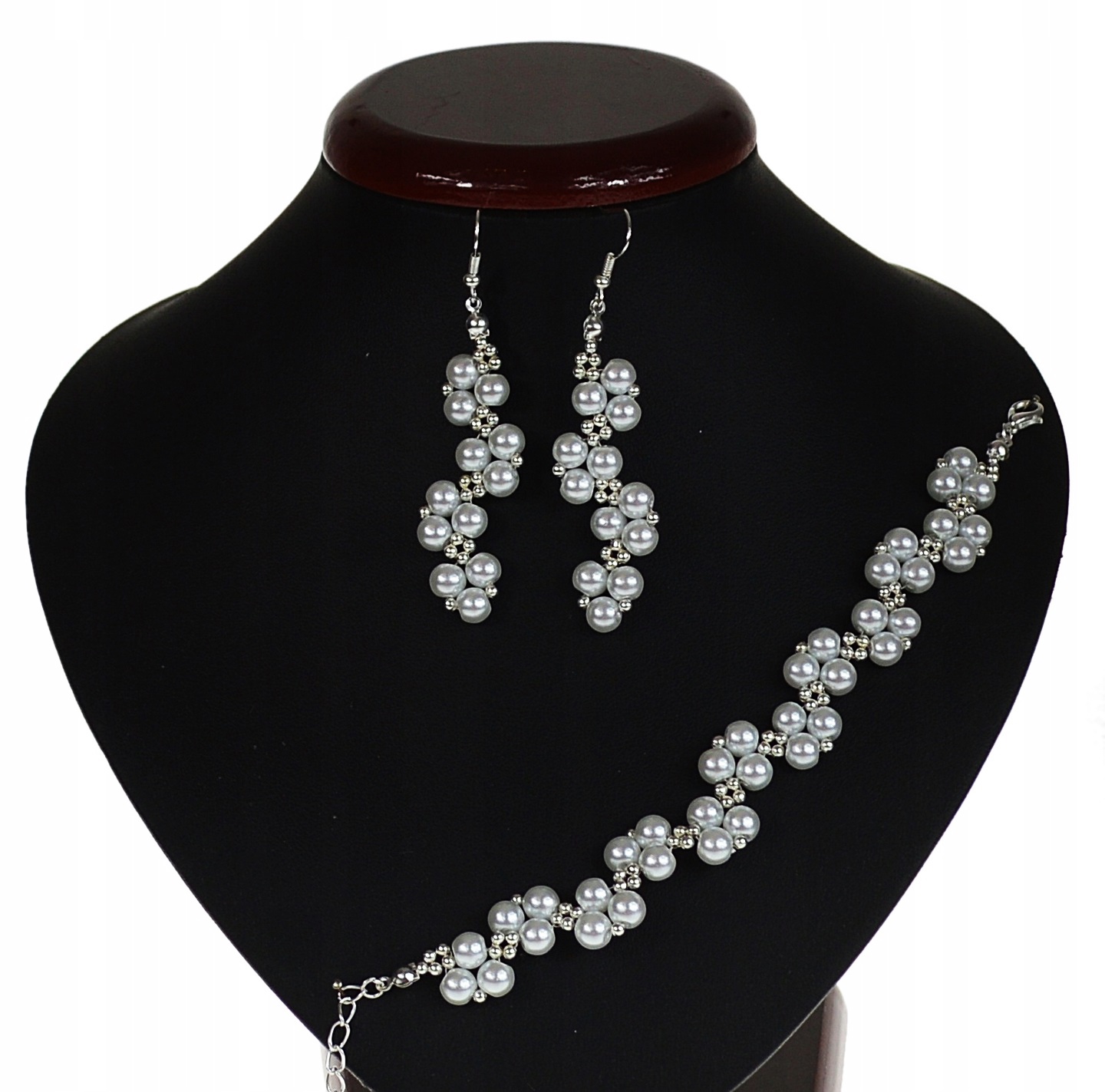Svadobné šperky, White Pearl Wedding Set 6 mm