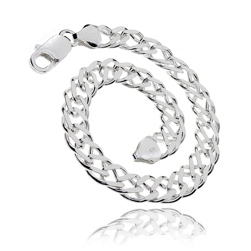 Pánsky diamant strieborného náramku 7 mm/22 cm