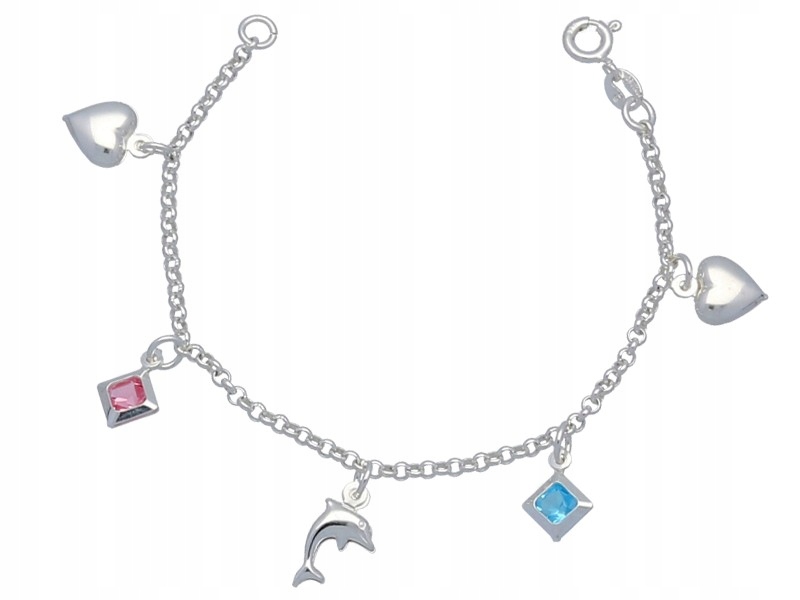 DETSKÝ NÁRAMOK 15CM DELFIN SRDCE STRIEBORNÉ 925