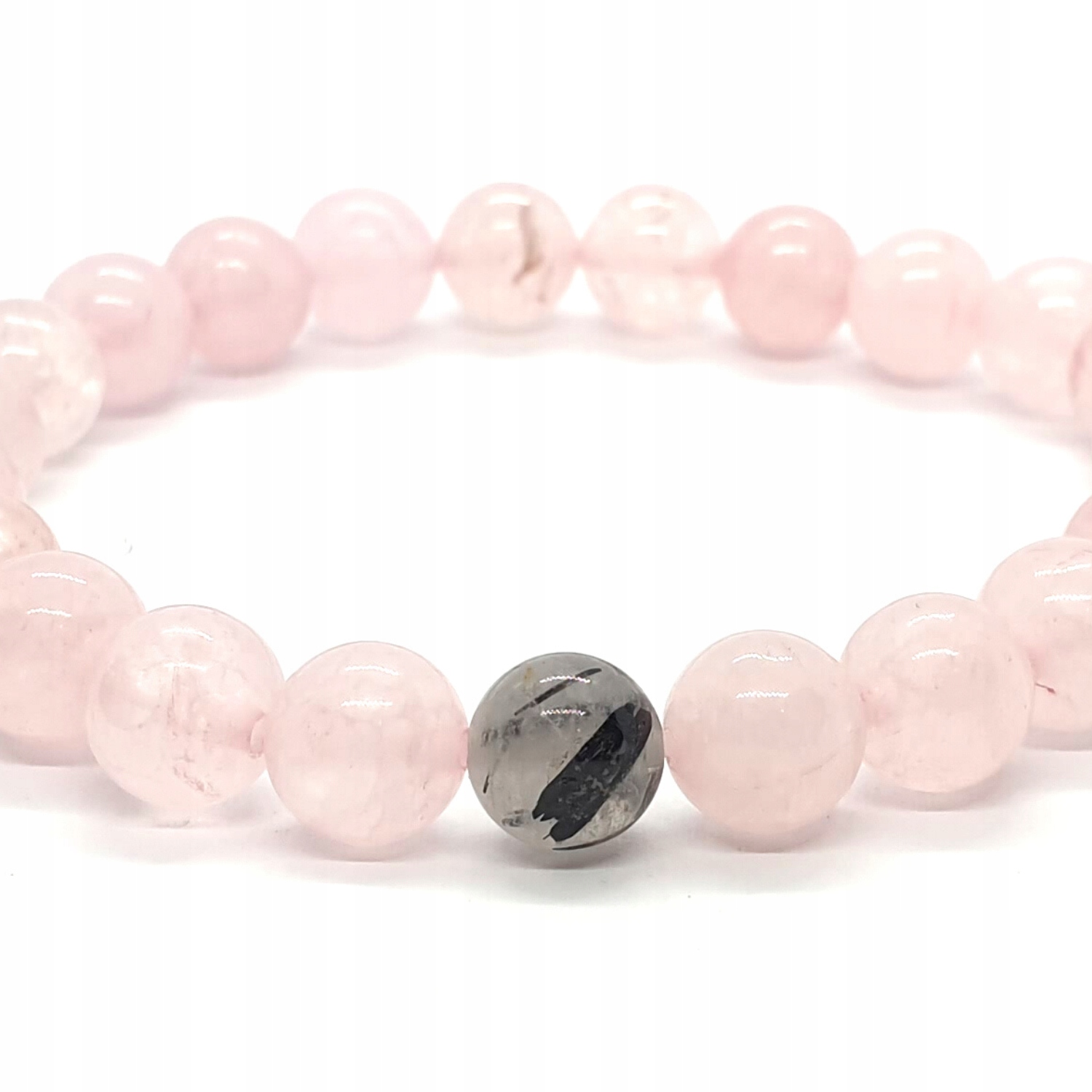 Pink -Quartz Quartz Bracelet s turmalínom