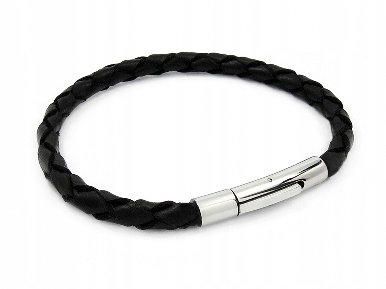 Náramok Pánska koža z nehrdzavejúcej ocele 22 cm - 4 mm