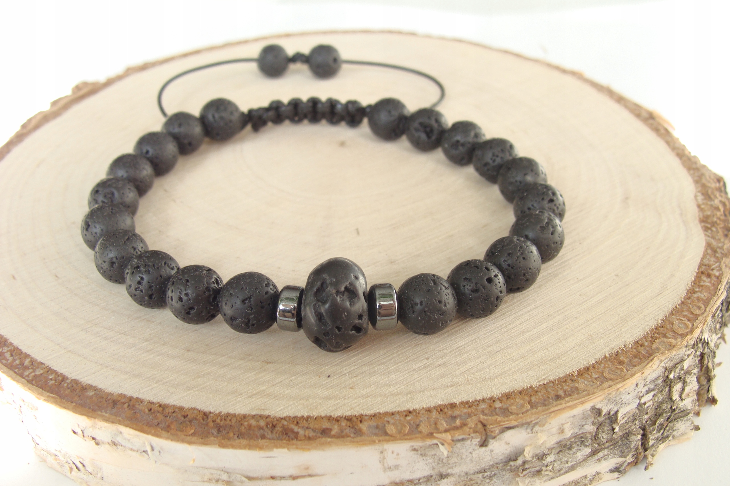 Shamballa náramok kamene láva hematit 19 cm