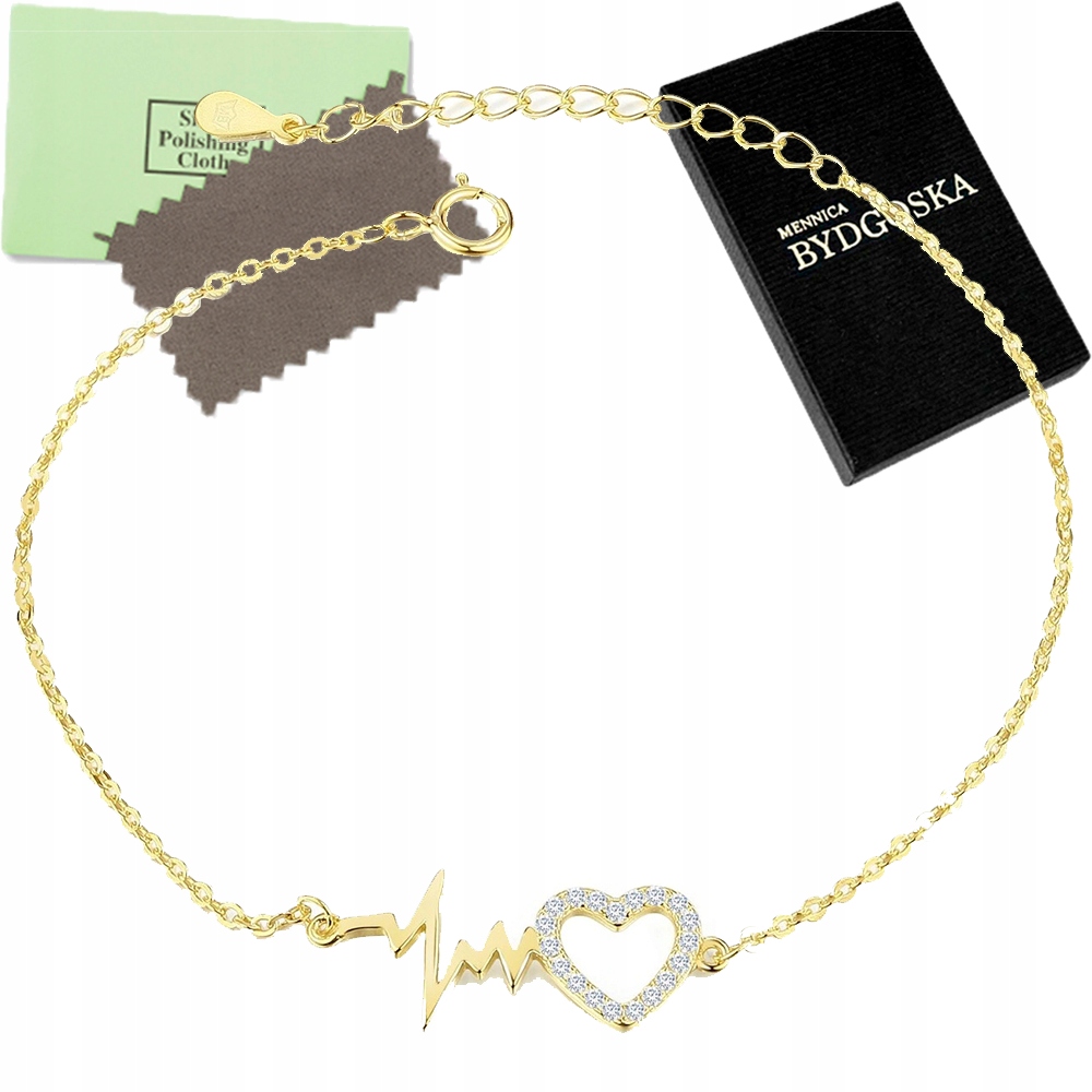 Strieborný náramok 925 Gold -Plát Life Line