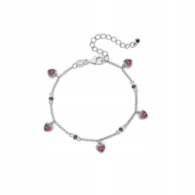 Strieborný náramok Purple Hearts Silver 925 Hit