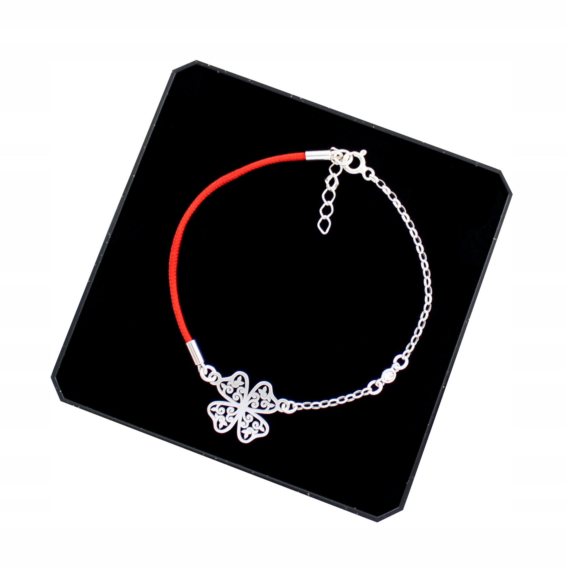 Strieborný náramok Swarovski Clover