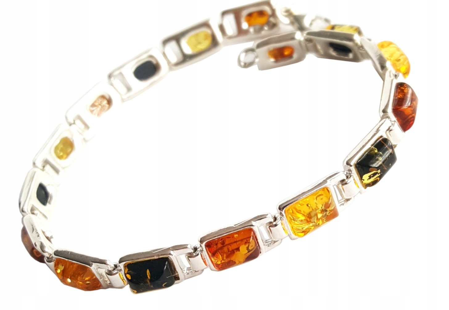 Strieborný náramok s Amber Colorful + Cert.