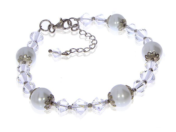 NÁRAMOK STRIEBORNÝ SWAROVSKI PEARL CRYSTAL LgSB627