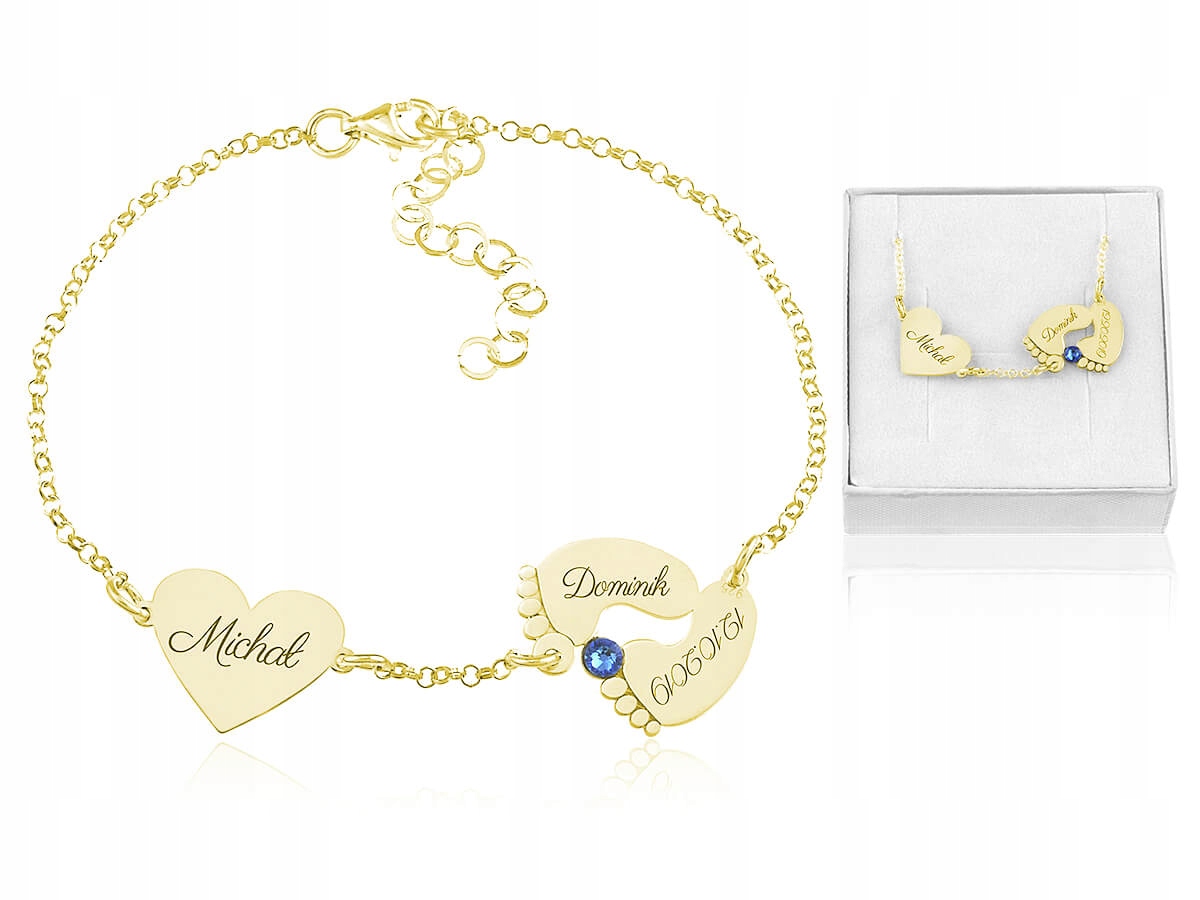 Srdce náramkov s nohami s gravírovaním Swarovski 925 24