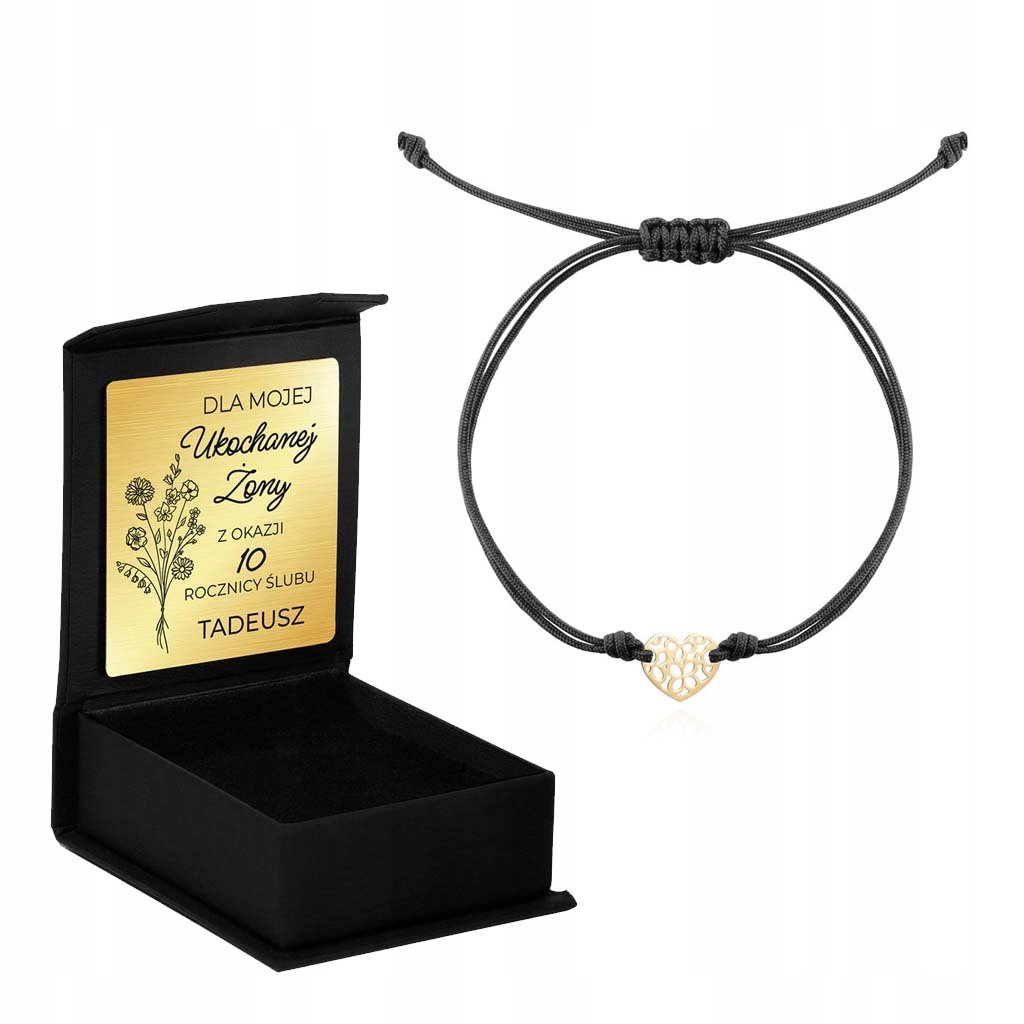 Gold String Bracelet 585 Gravírovanie srdca