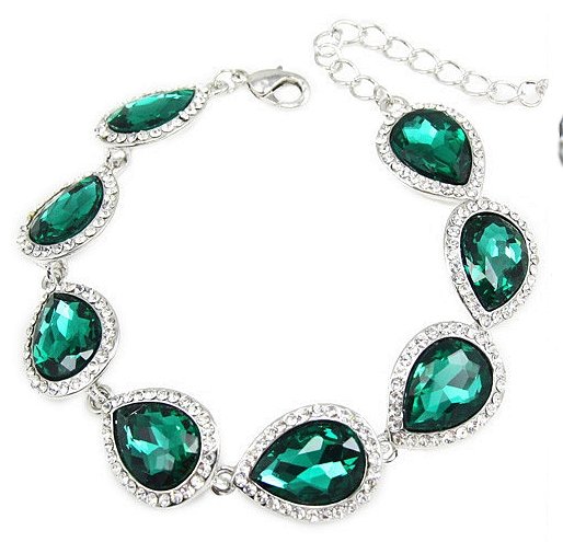 Green Emerald Silver náramok 18 17 16