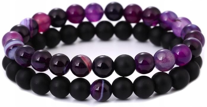 Kamenné náramky agáty onyx korálky 8 mm