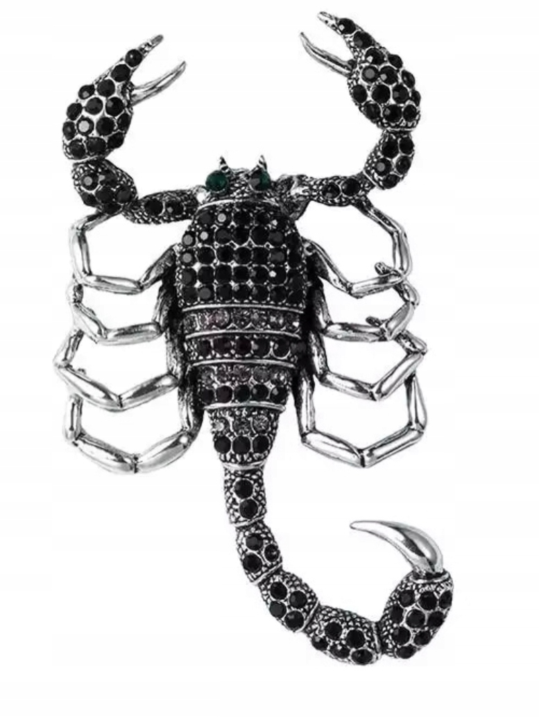 BROŠŇA ŠKORPIÓN ZODIAK ZODIAC ČIERNA VEĽKÁ STRIEBORNÁ