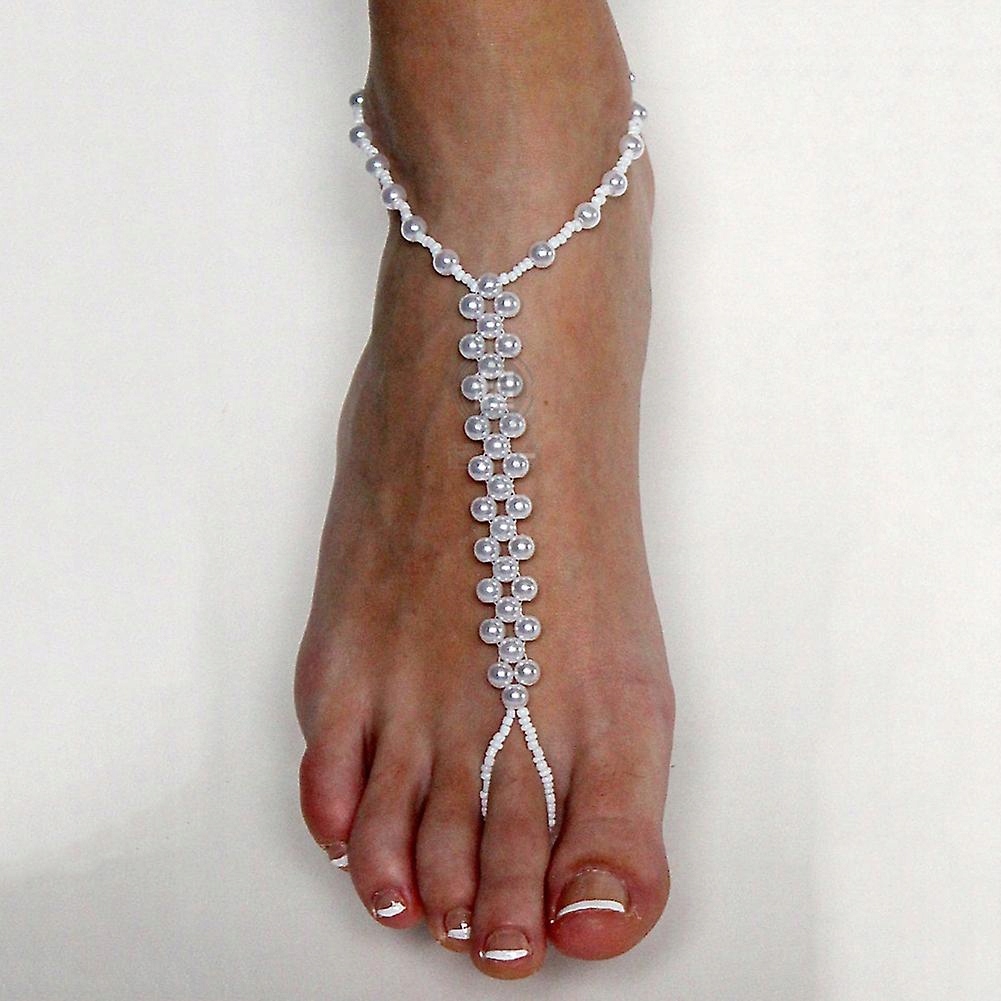Biela bohemská pláž Ženy Faux Pearl Toe Ring