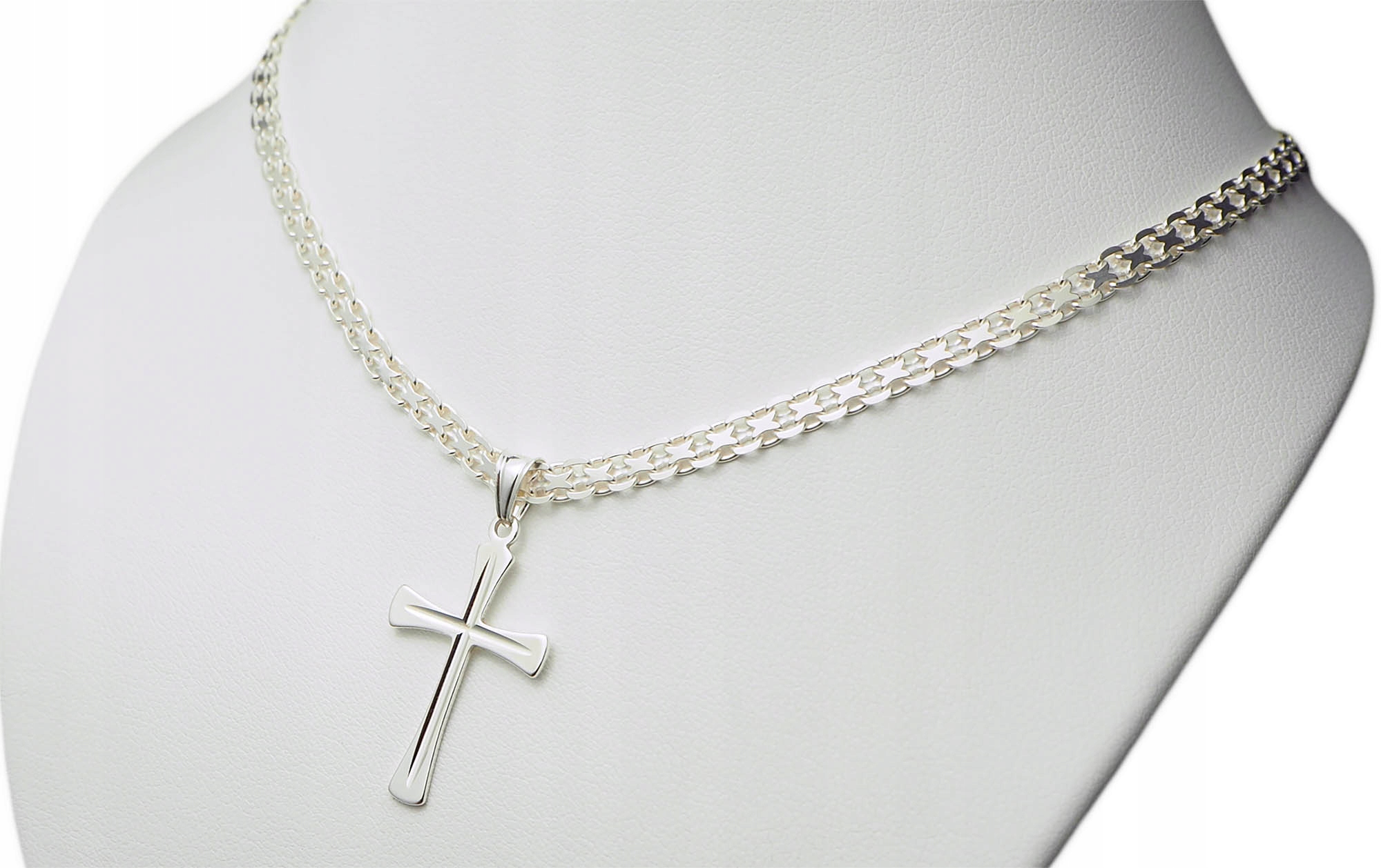 Bismark Chain Pánske striebro s krížom