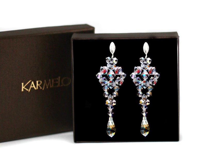 Šperky kryštály Swarovski Náušnice 6cm AB KR50