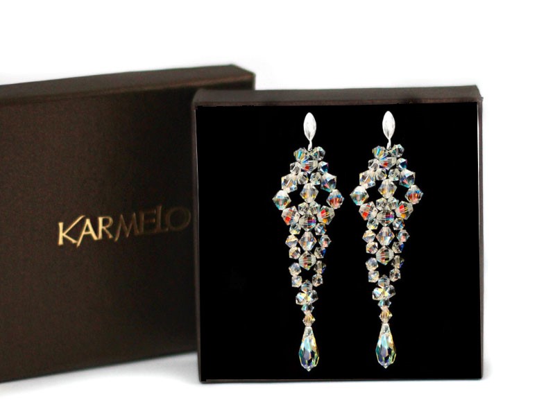 Šperky Swarovski kryštály Náušnice 8cm AB KR50