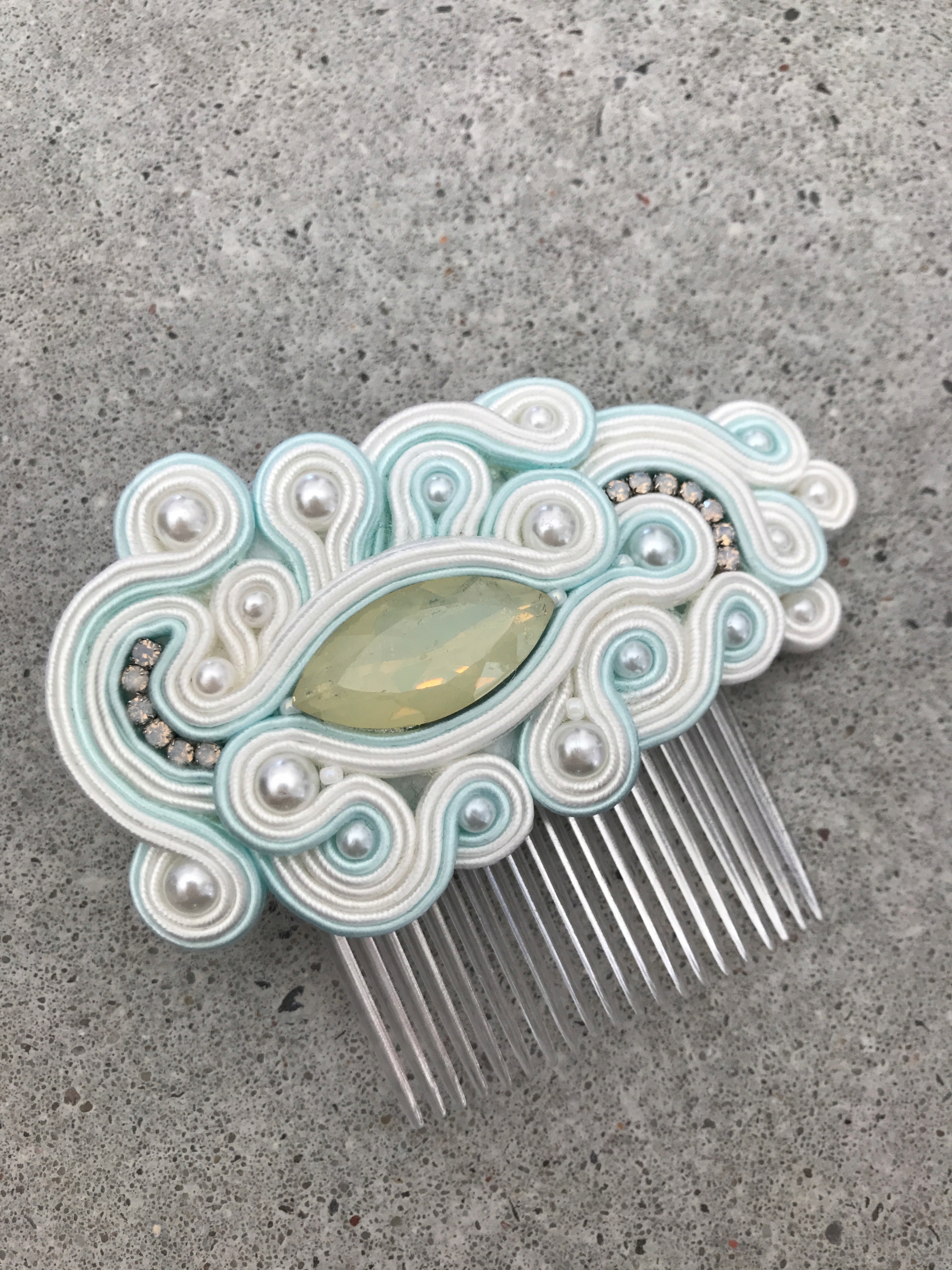 Hrebeň svadobné šperky, soutache PROMOTION mäta