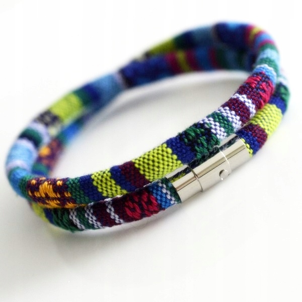Boho modrý pánsky oceľový náramok