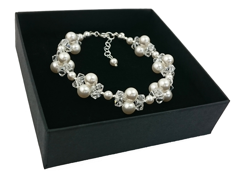 Svadobný náramok SWAROVSKI s perlami a kryštálmi 1651