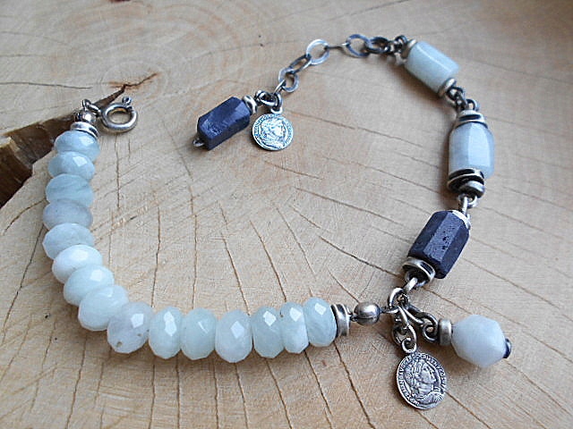 Akvarínový náramok Sapphire Silver 925 mince