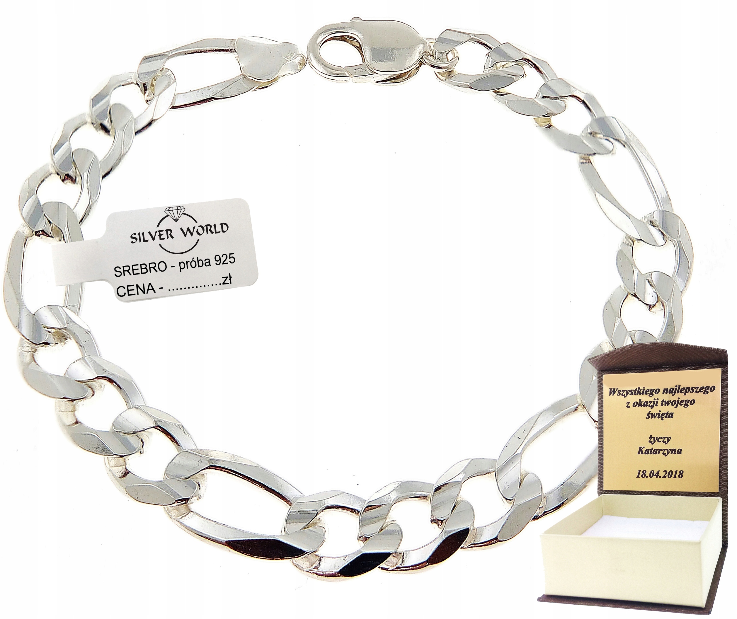 Strieborný náramok 925 Pánsky šírka 10 mm + gravírovanie