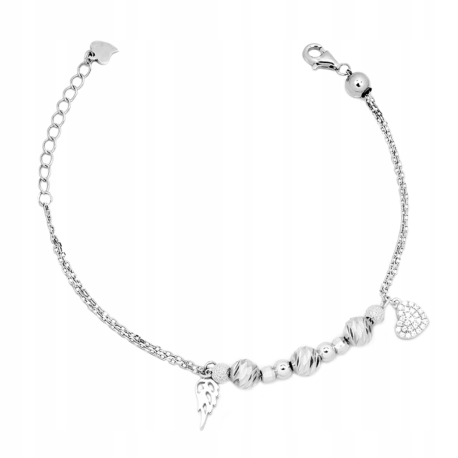 Náramok, SILVER WING, srdce (925)