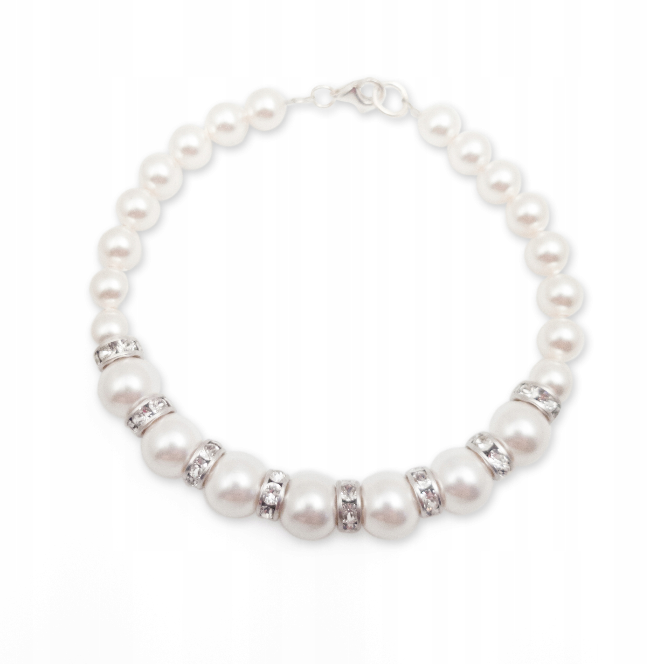 Elegantný strieborný náramok Swarovski s perlami