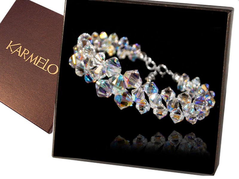 Svadobný náramok s kryštálmi Swarovski BR132 AB