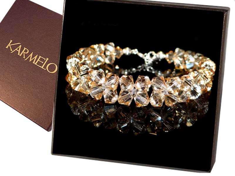 Svadobný náramok so Swarovski kryštálmi BR40 zlatý