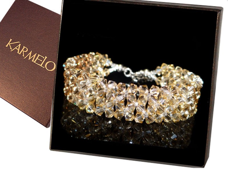 Svadobný náramok so Swarovski kryštálmi BR52 zlatý