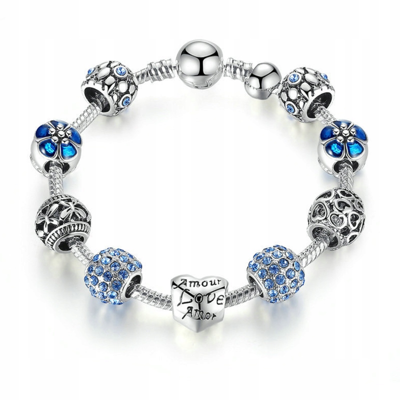 Strieborný náramok 925 Modular Charms Heart B67