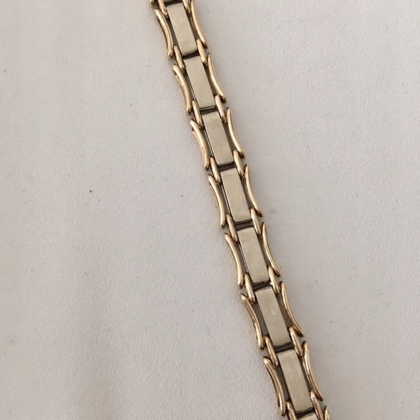 Náramok biely a žltý ručne vyrábaný 20,61g
