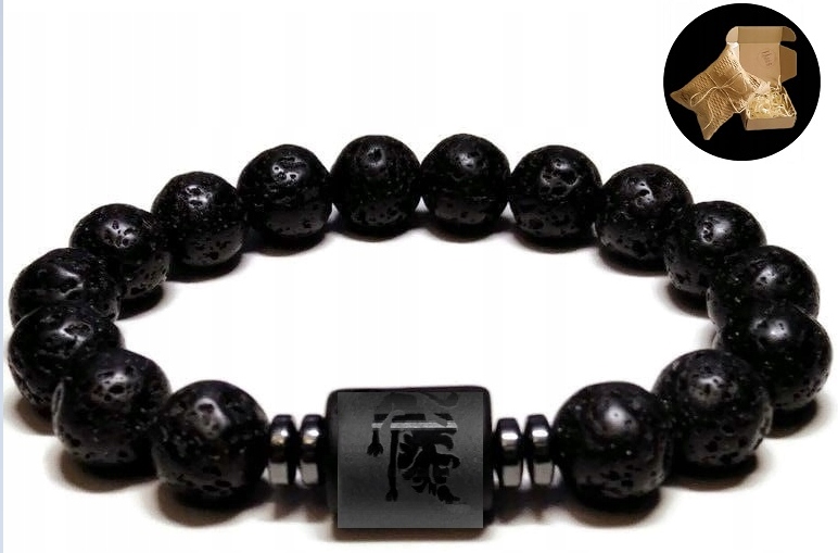 Náramok kamenný láva sopka znaky Zodiac Lion