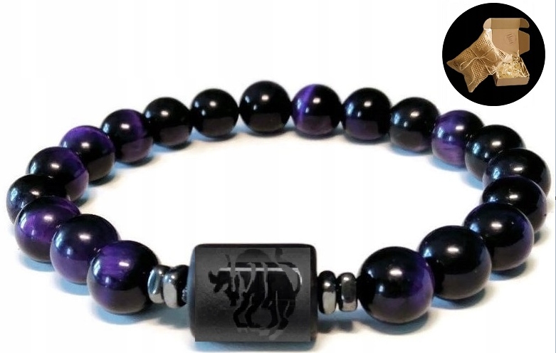 Náramok kamenný Tiger Eye Signs Zodiac Bull
