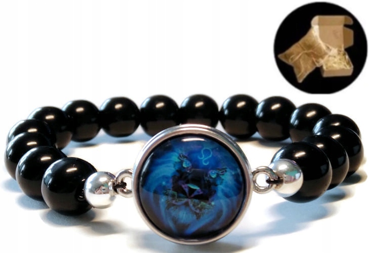 Náramok prírodný kameň Onyx Sign Zodiak Lion