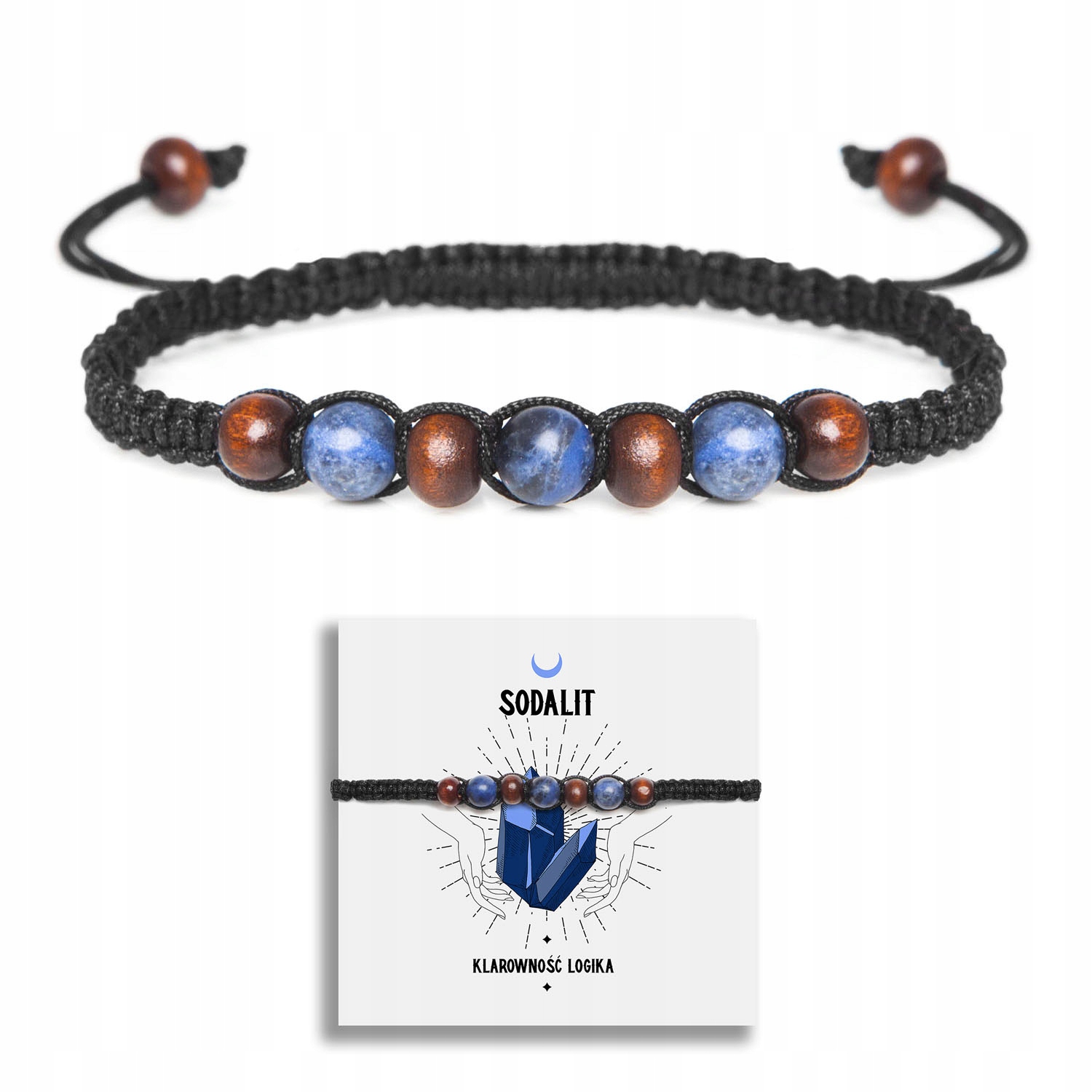 Náramok makramee prírodný kameň sodalit