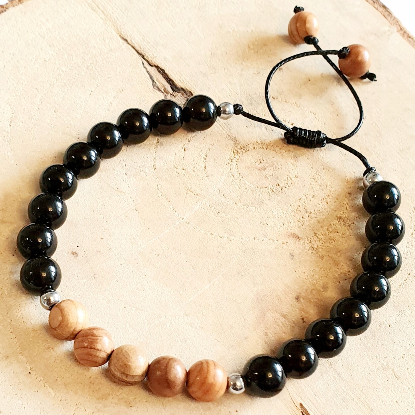 Pánsky náramok s reťazcami Onyx Wood Hematit