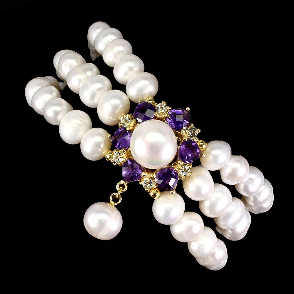 Prírodná ametistika náramkov, Pearls 925 Rubíny