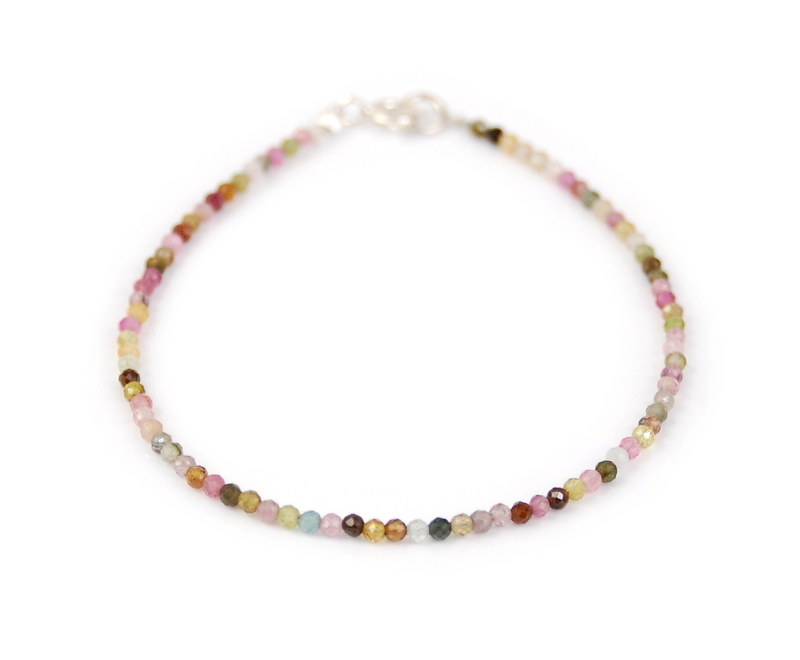 Prírodné náramky Tourmaline gule 2 mm striebro