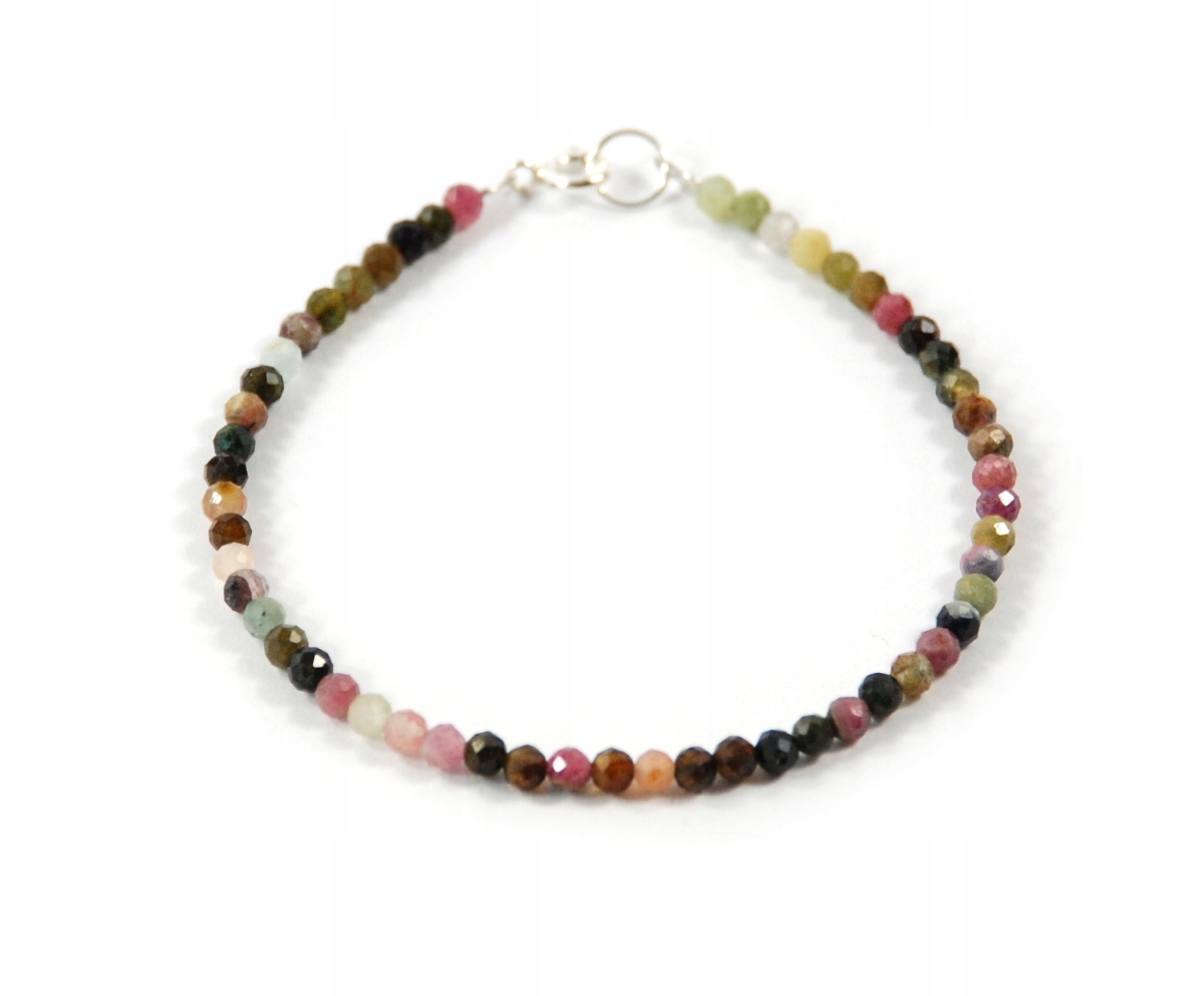 Prírodné náramky Tourmaline gule 3 mm striebro