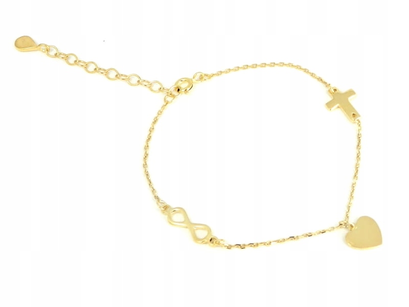 Náramky Infinity Heart Cross Gold.