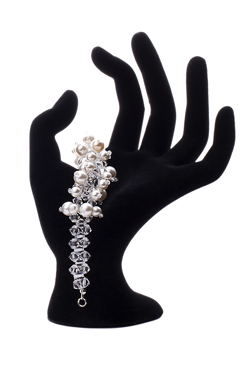 Svadobný náramok SWAROVSKI elements pearl SILVER