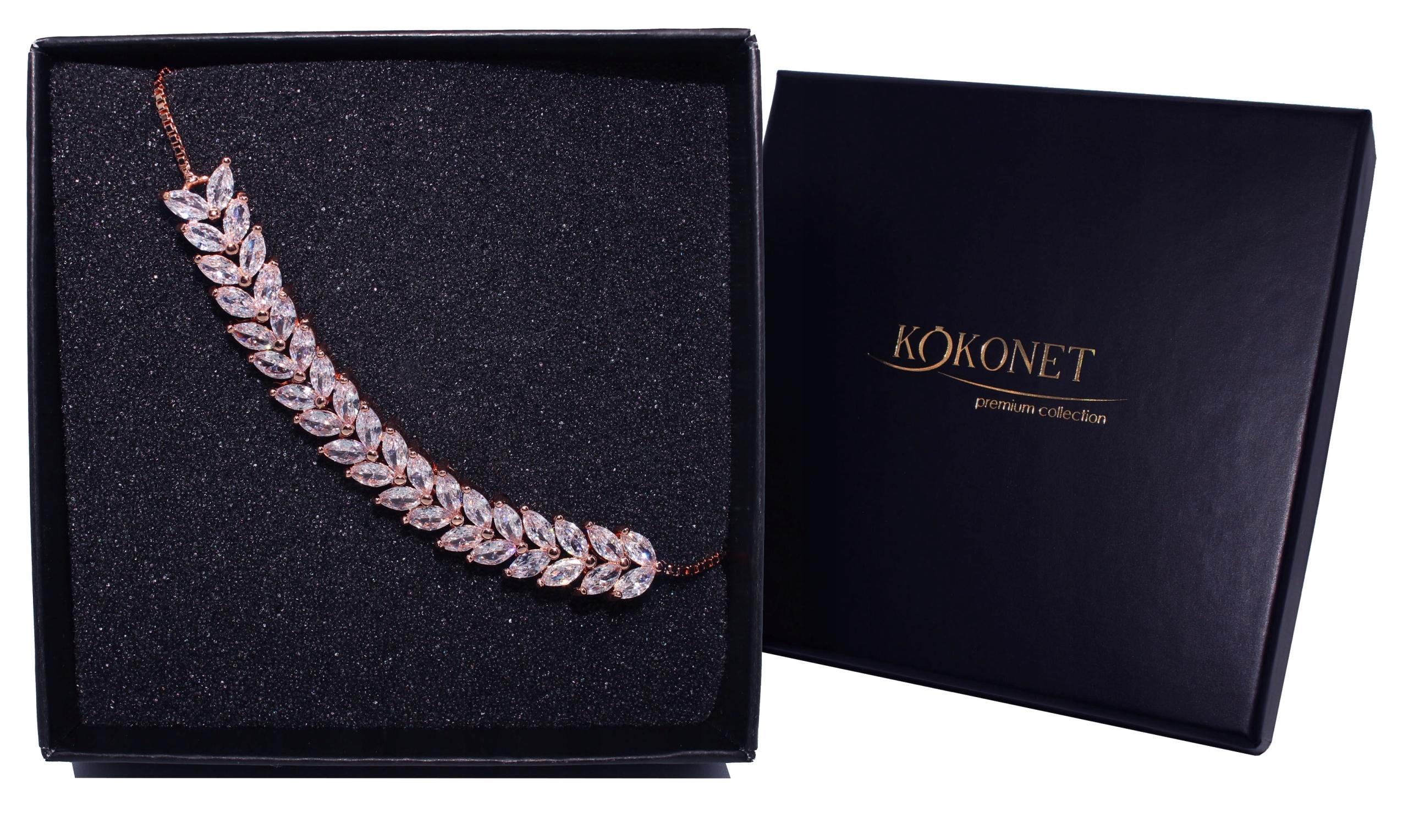 Nastaviteľný svadobný náramok ROSE GOLD so zirkónmi