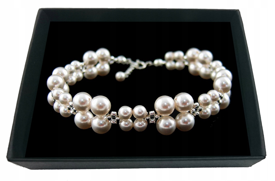 Svadobný náramok z bielych SWAROVSKI perál 1686