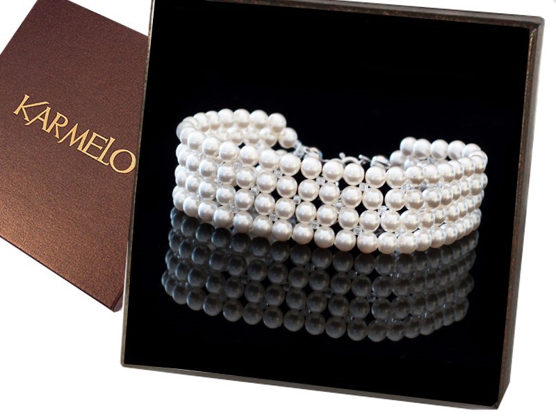 Svadobný náramok s perlami Swarovski BR25