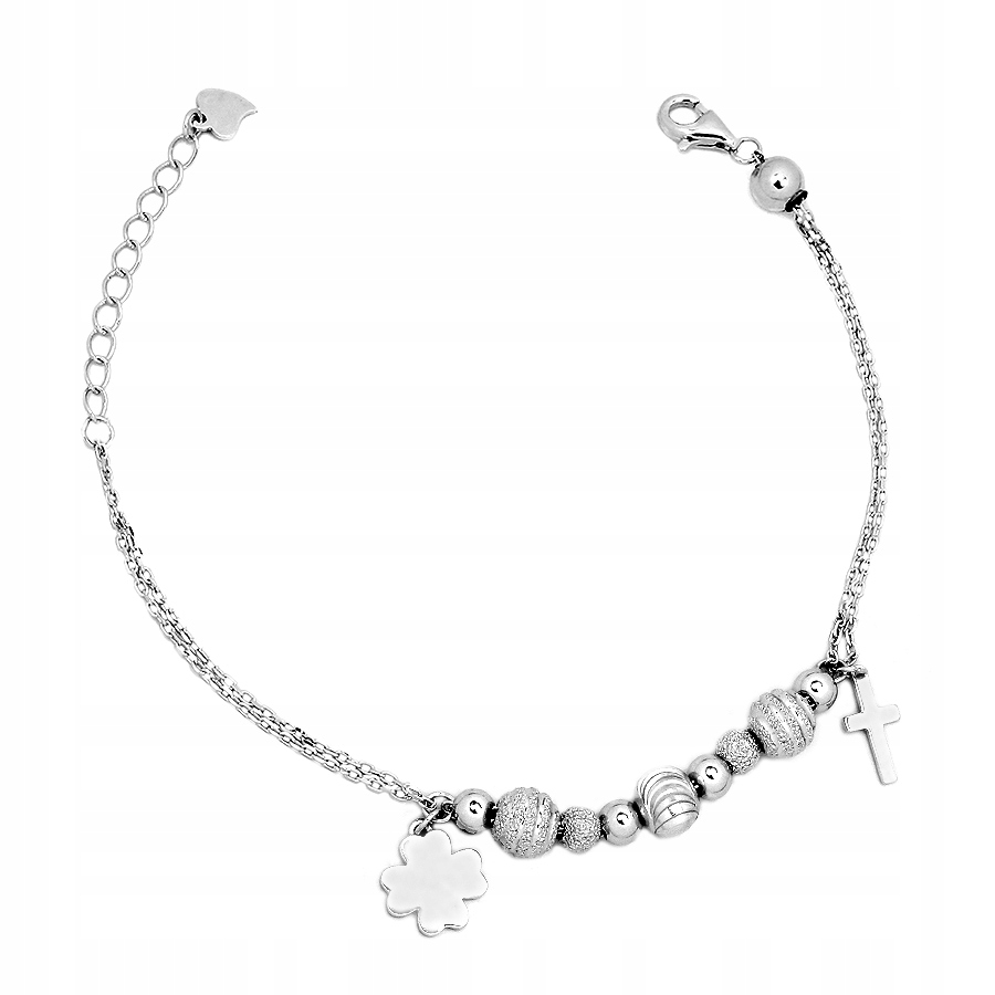 Strieborný náramok CROSS CLOVER (925)