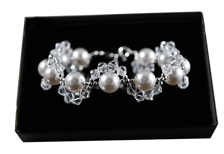 Strieborný náramok SWAROVSKI s perlami svadobný BR77 HIT