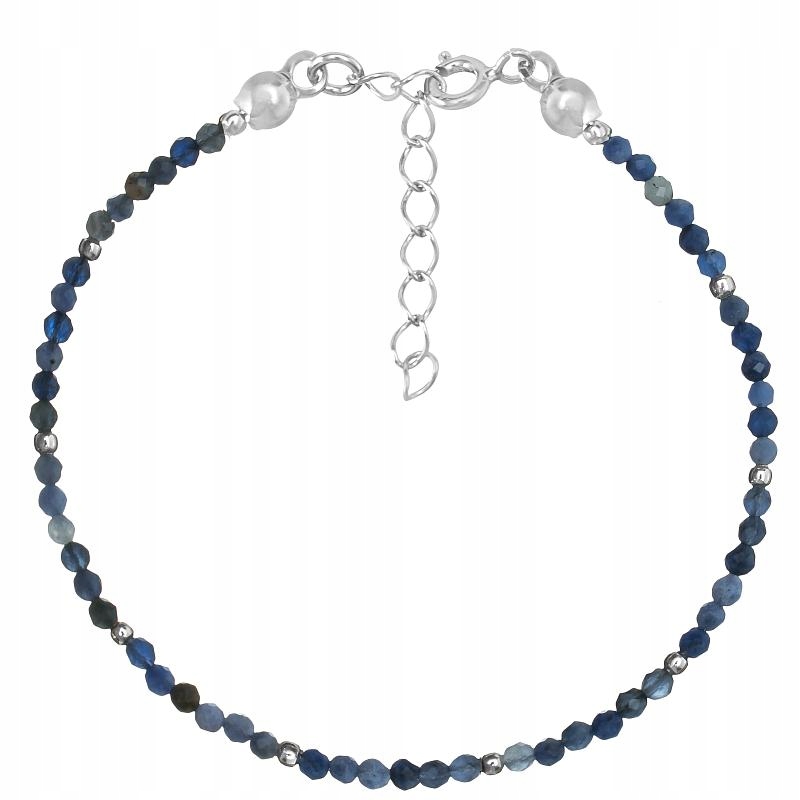 Silver Sapphire Náramok prírodných kameňov 17