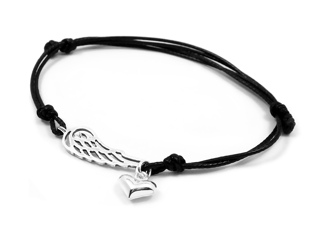 String Bracelet Angel Heart Silver 925 B6