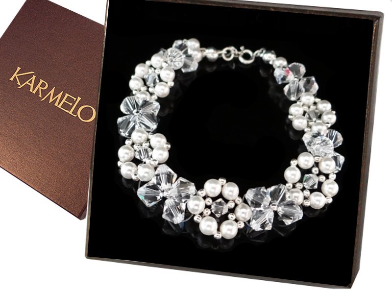 Náramok s kryštálmi Swarovski a perlami BR20